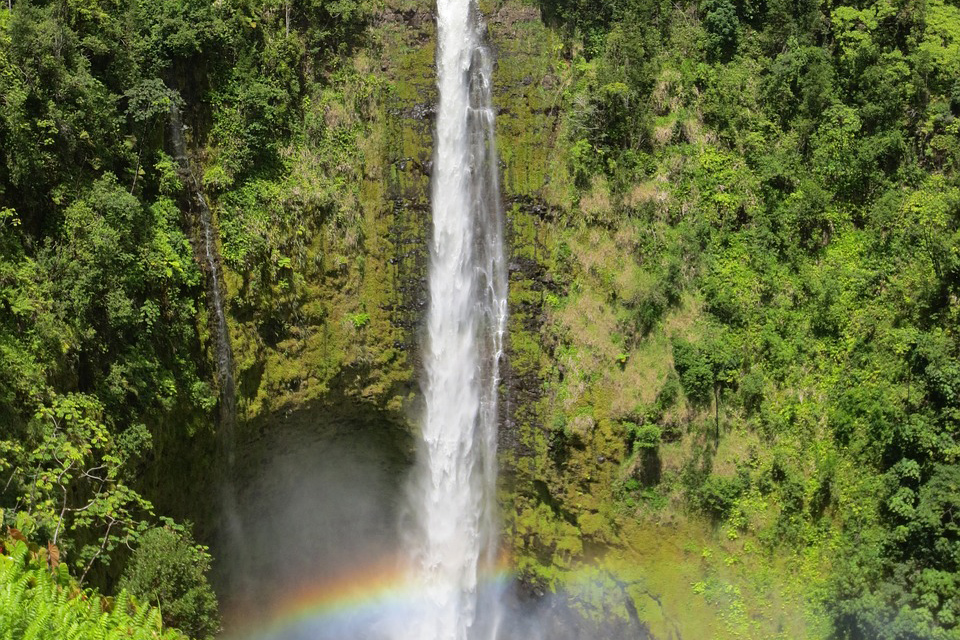 Akaka Falls on Big Island Hawaii with a little rainbow